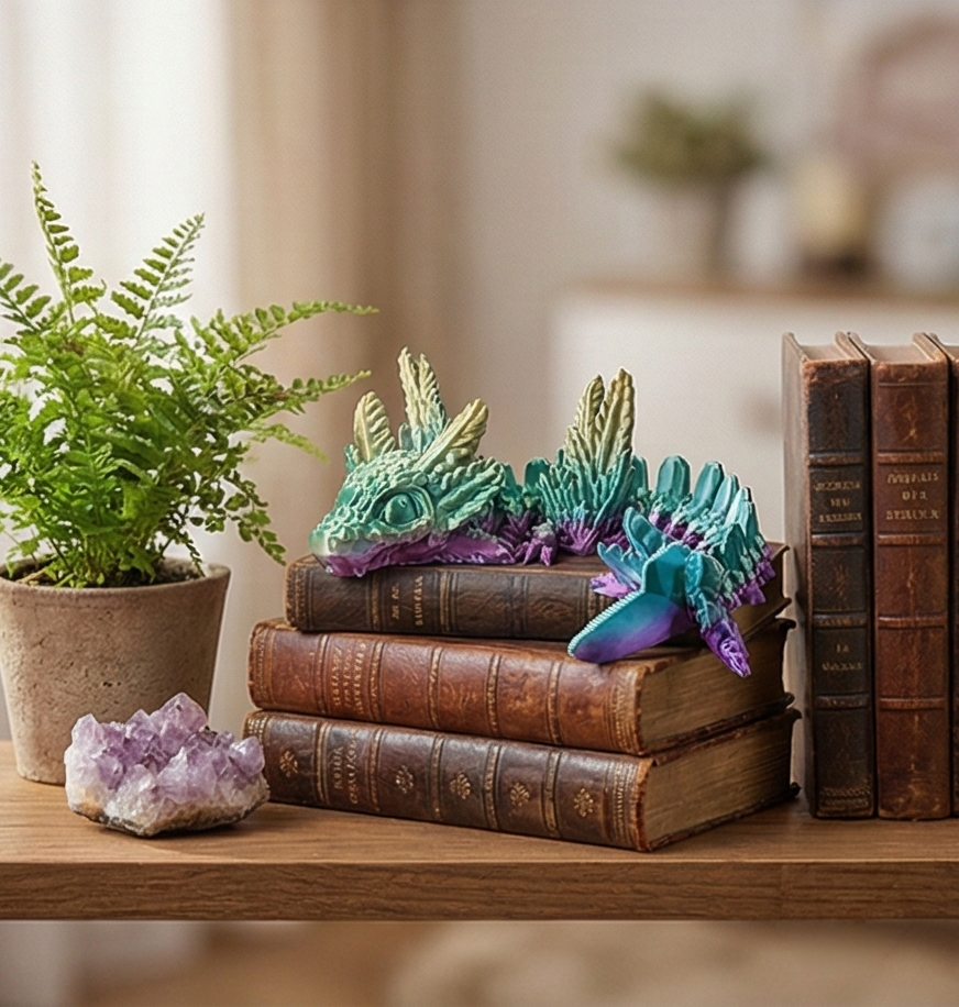 Artikulierter Axolotl-Kristalldrache – Unikat im Silk-Farbverlauf