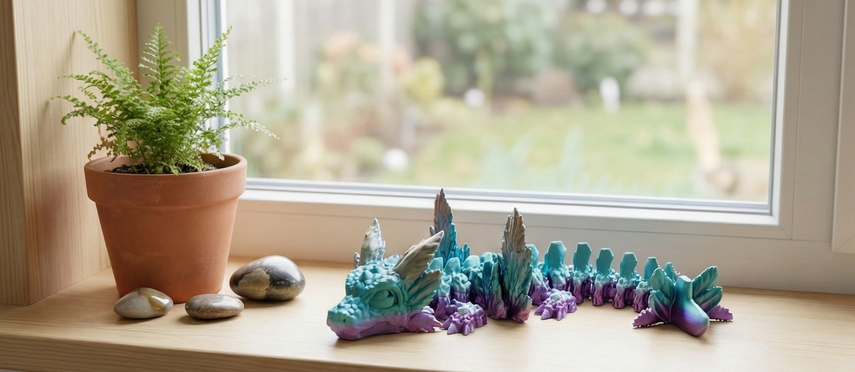 Artikulierter Axolotl-Kristalldrache – Unikat im Silk-Farbverlauf