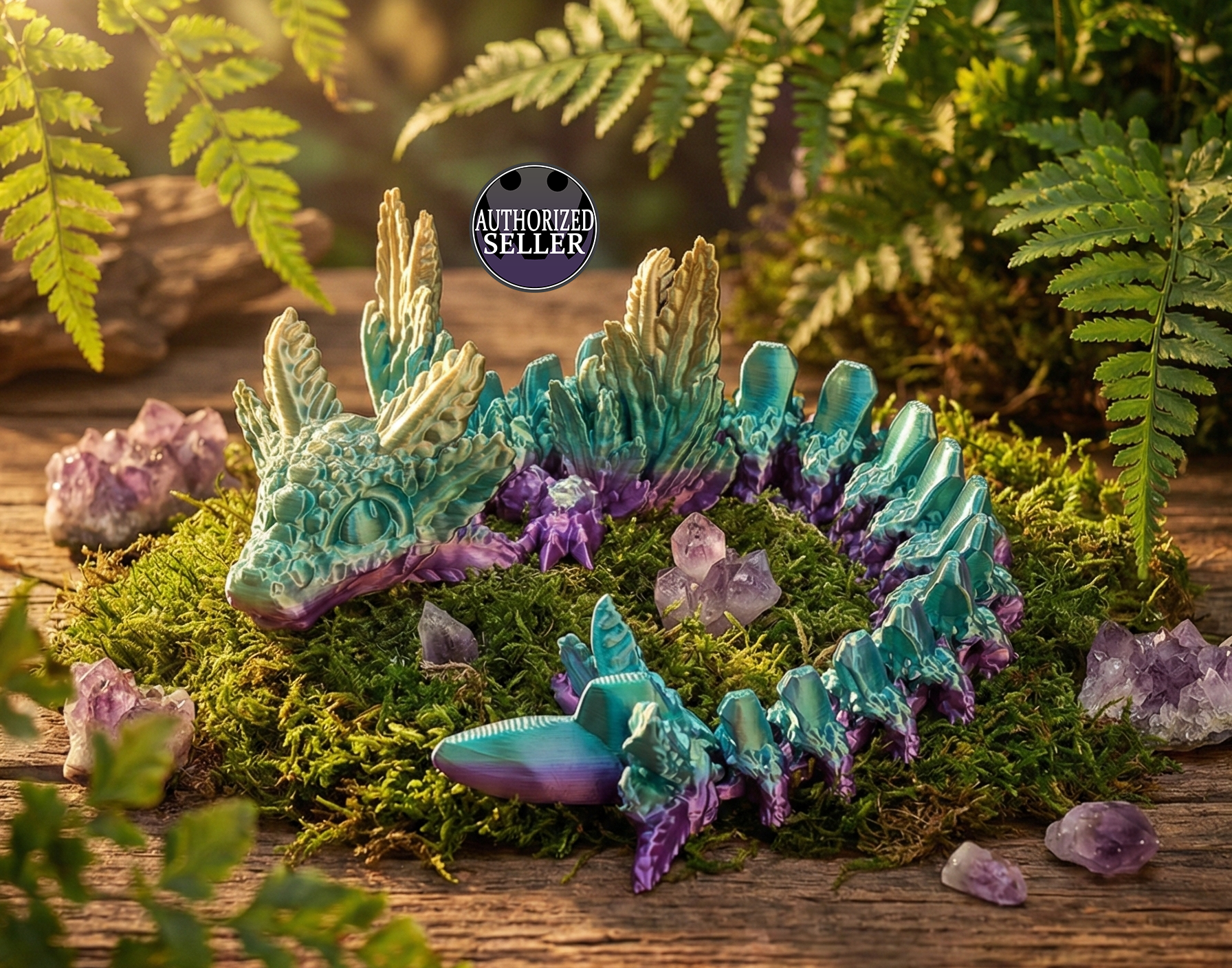 Artikulierter Axolotl-Kristalldrache – Unikat im Silk-Farbverlauf