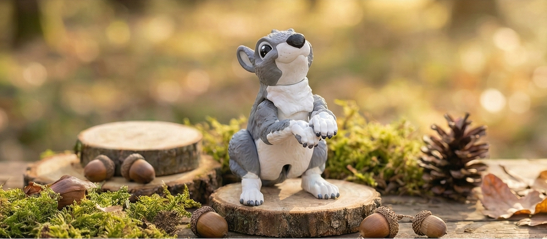 Artikuliertes Eichhörnchen – Mehrfarbiger 3D-Druck