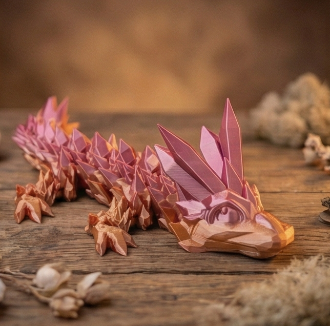 3D-Druck Kristalldrache – Silk Multicolor Unikat – Voll bewegliche Drachenfigur