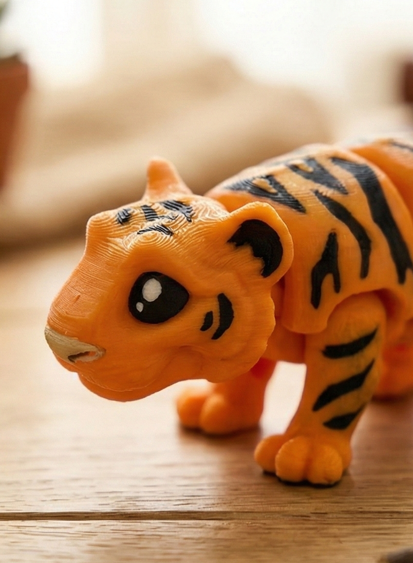 3D-Druck Gelenk-Tiger – Bewegliche Tierfigur mit realistischem Streifenmuster