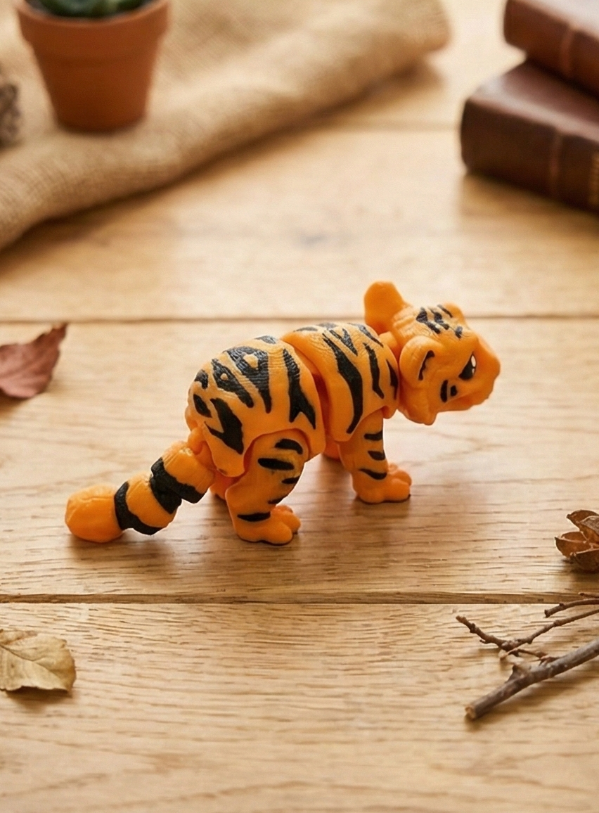 3D-Druck Gelenk-Tiger – Bewegliche Tierfigur mit realistischem Streifenmuster