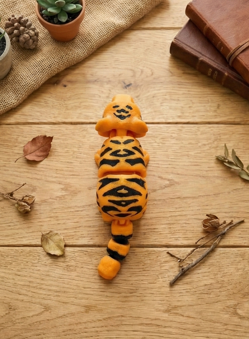 3D-Druck Gelenk-Tiger – Bewegliche Tierfigur mit realistischem Streifenmuster