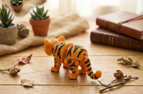 3D-Druck Gelenk-Tiger – Bewegliche Tierfigur mit realistischem Streifenmuster