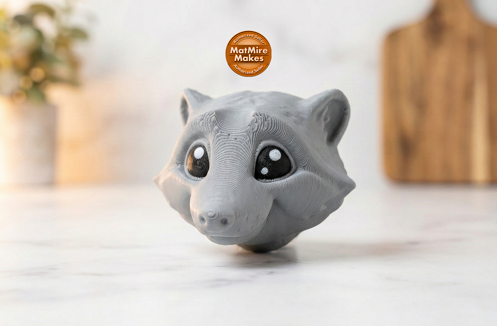 Waschbär Kopf-Magnet – Detailreiche 3D-Skulptur mit Charakter